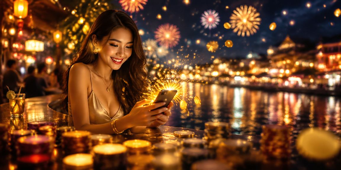Người chơi casino trên điện thoại tại chợ đêm Phú Quốc